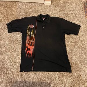 Vintage Harley Davidson XL Flames Graphic-Print Polo Sturgis, South Dakota